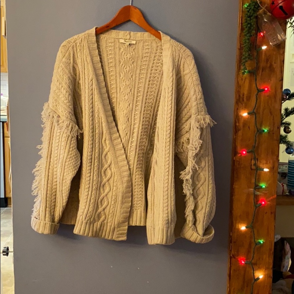 Knitted fringe cardigan